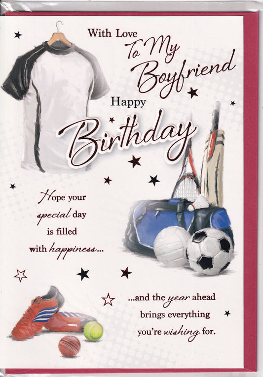 Sports With Love To My Boyfriend Happy Birthday Card