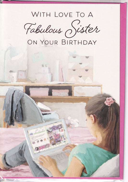 With Love To A Fabulous Sister On Your Birthday Card