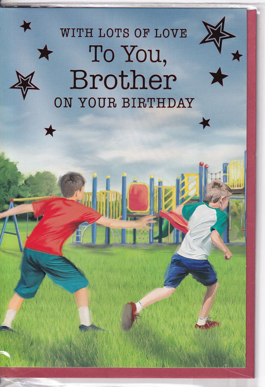 Brother With Lots Of Love On Your Birthday Card boy teenager football