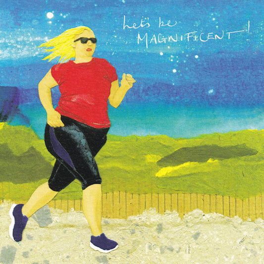Jogging Let's Be Magnificent Greetings Card - Windsock Press