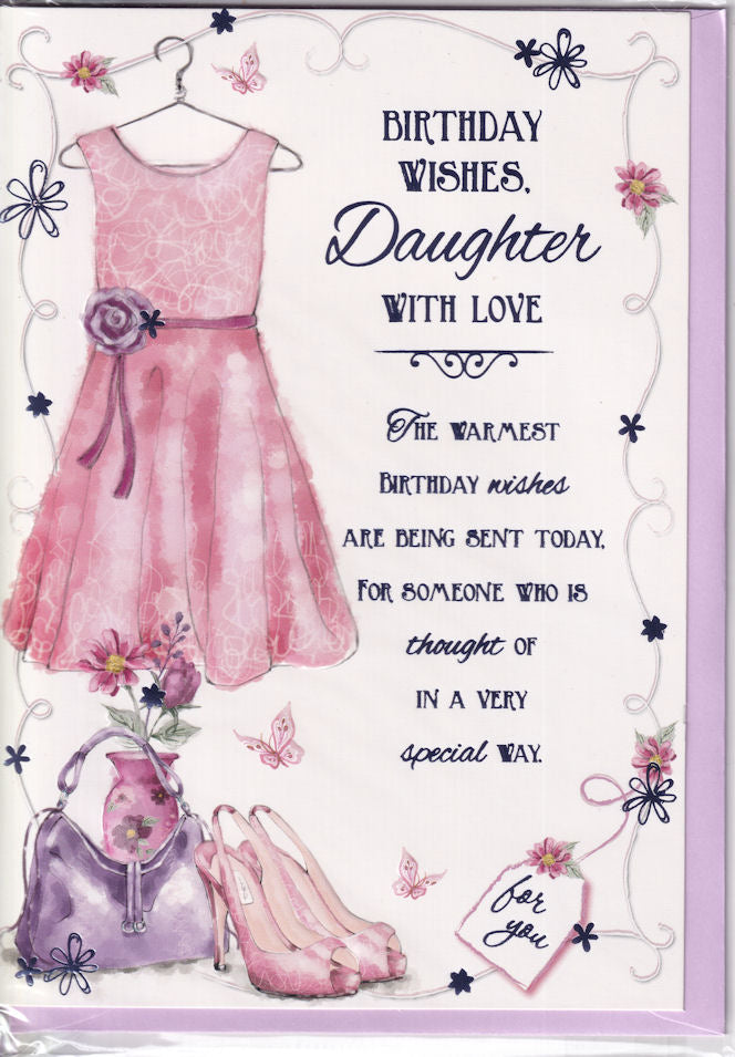 Birthday Wishes Daughter With Love Birthday Card dress shoes handbag