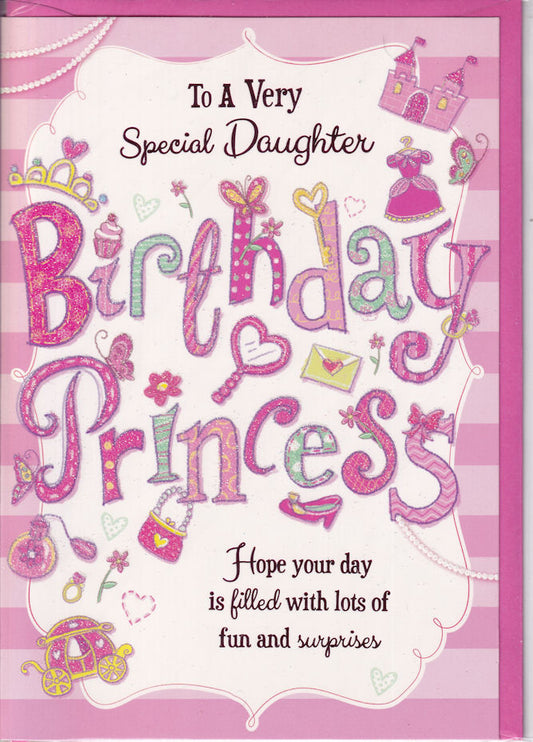 To A Very Special Daughter Birthday Princess Glitter Birthday Card