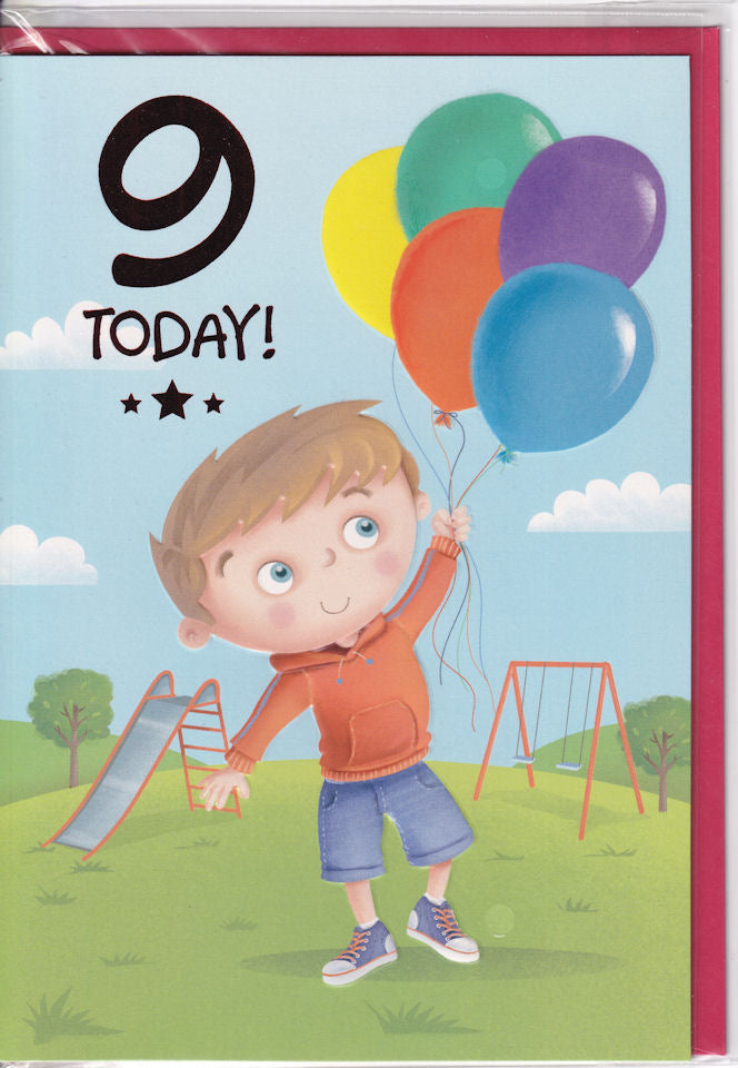 9 Today! Birthday Card for boy nine 9th ninth