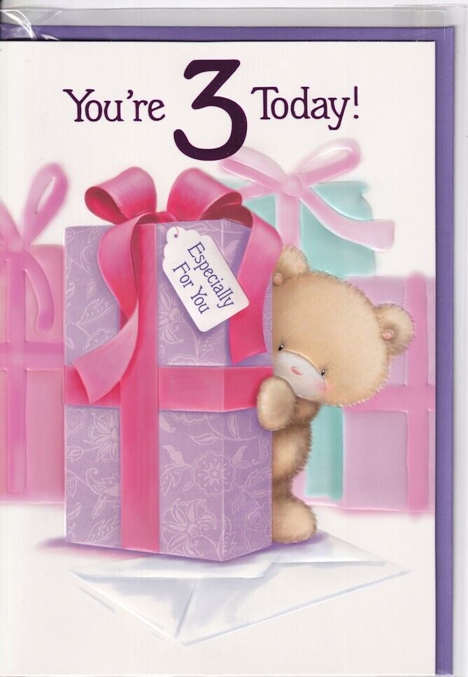 You're 3 Today! Birthday Card three 3rd for girl