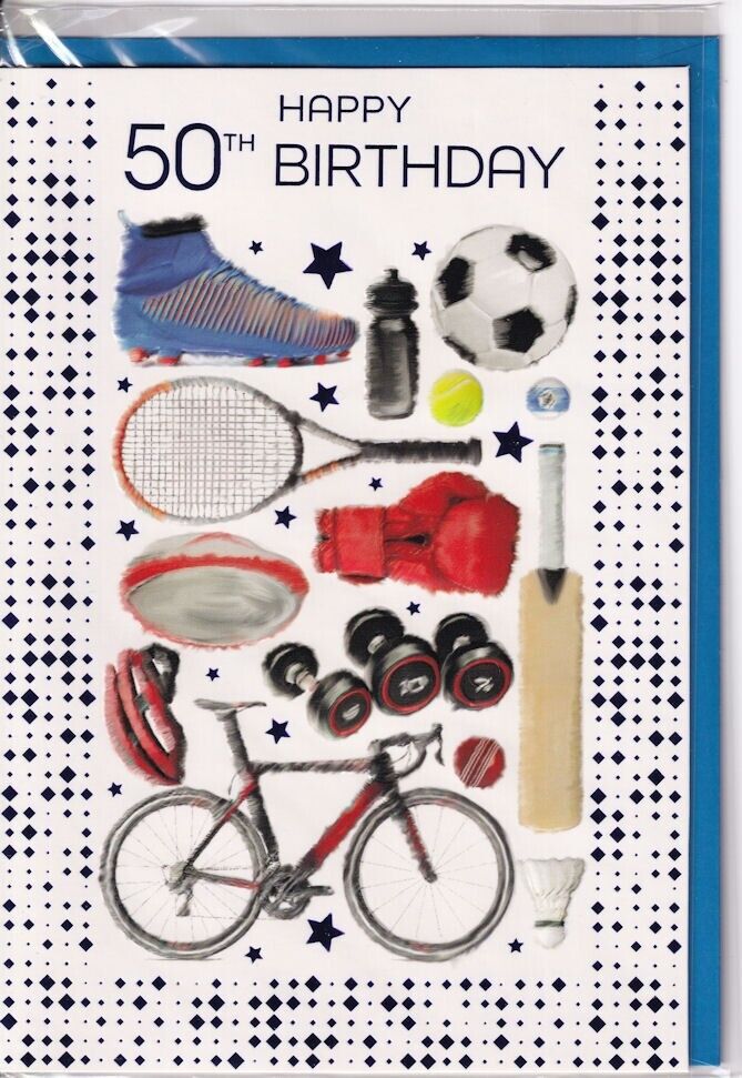 Sports Happy 50th Birthday Card for him and her 50 fifty fiftieth