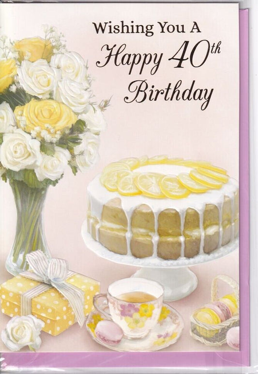 Wishing You A Happy 40th Birthday Card for her female lady woman 40 forty