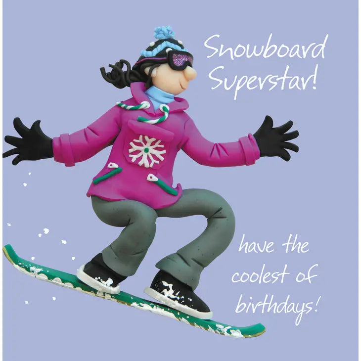 Female Snowboard Superstar! Birthday Card - Holy Mackerel