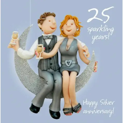 25 Sparkling Years! Happy Silver Anniversary! Card - Holy Mackerel