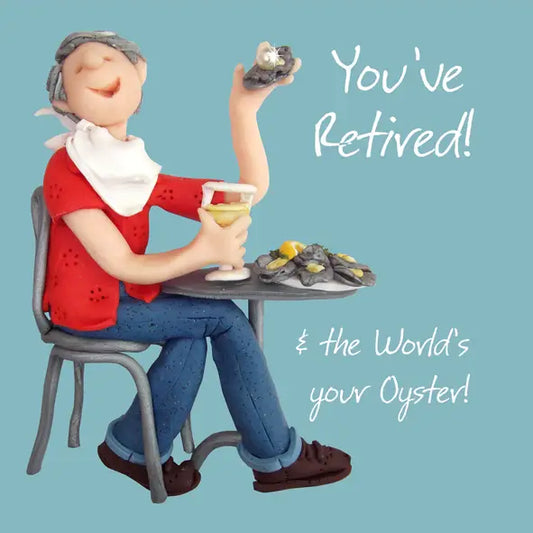 You've Retired And The World's Your Oyster! Greetings Card - Holy Mackerel