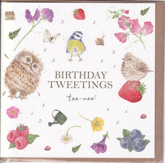 Birds Too-Woo! Birthday Tweetings Card - West Country Designs