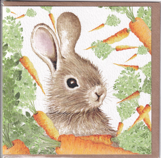 Carrots And Rabbit Greeting Card - West Country Designs