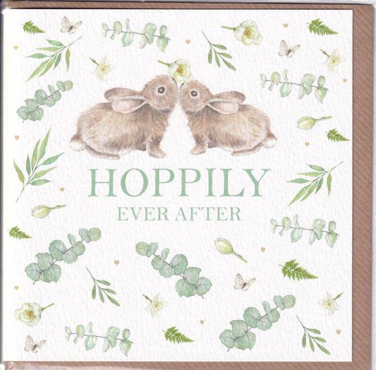 Rabbits Hoppily Ever After Wedding Card - West Country Designs