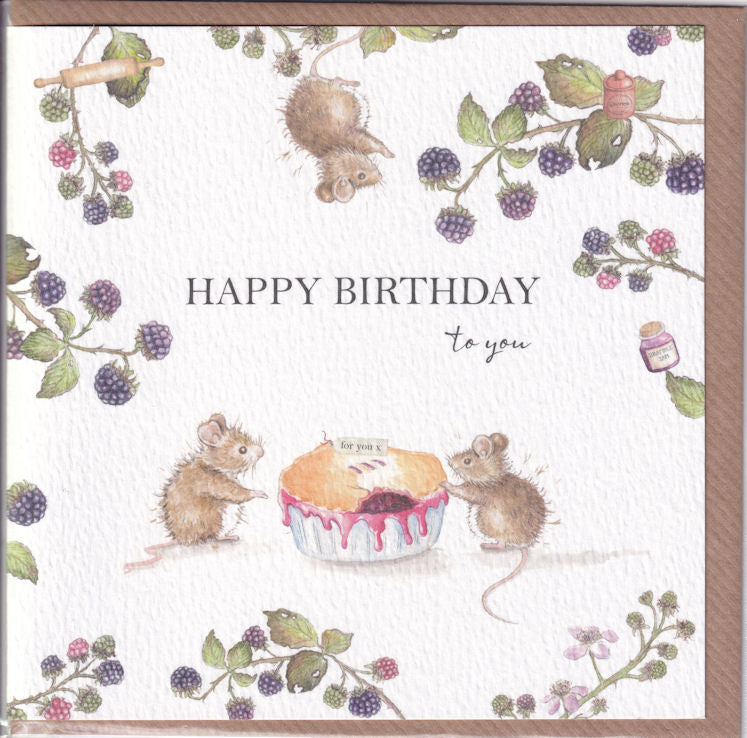 Blackberry Mice Happy Birthday Card - West Country Designs