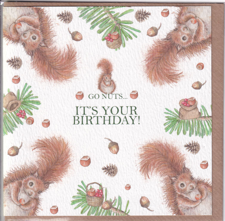 Red Squirrels Go Nuts... It's Your Birthday! Card - West Country Designs