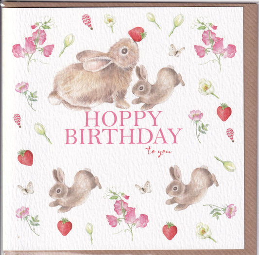 Rabbits Hoppy Birthday To You Card - West Country Designs