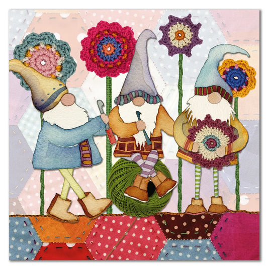 Crocheting Gnomes Greeting Card - Emma Ball