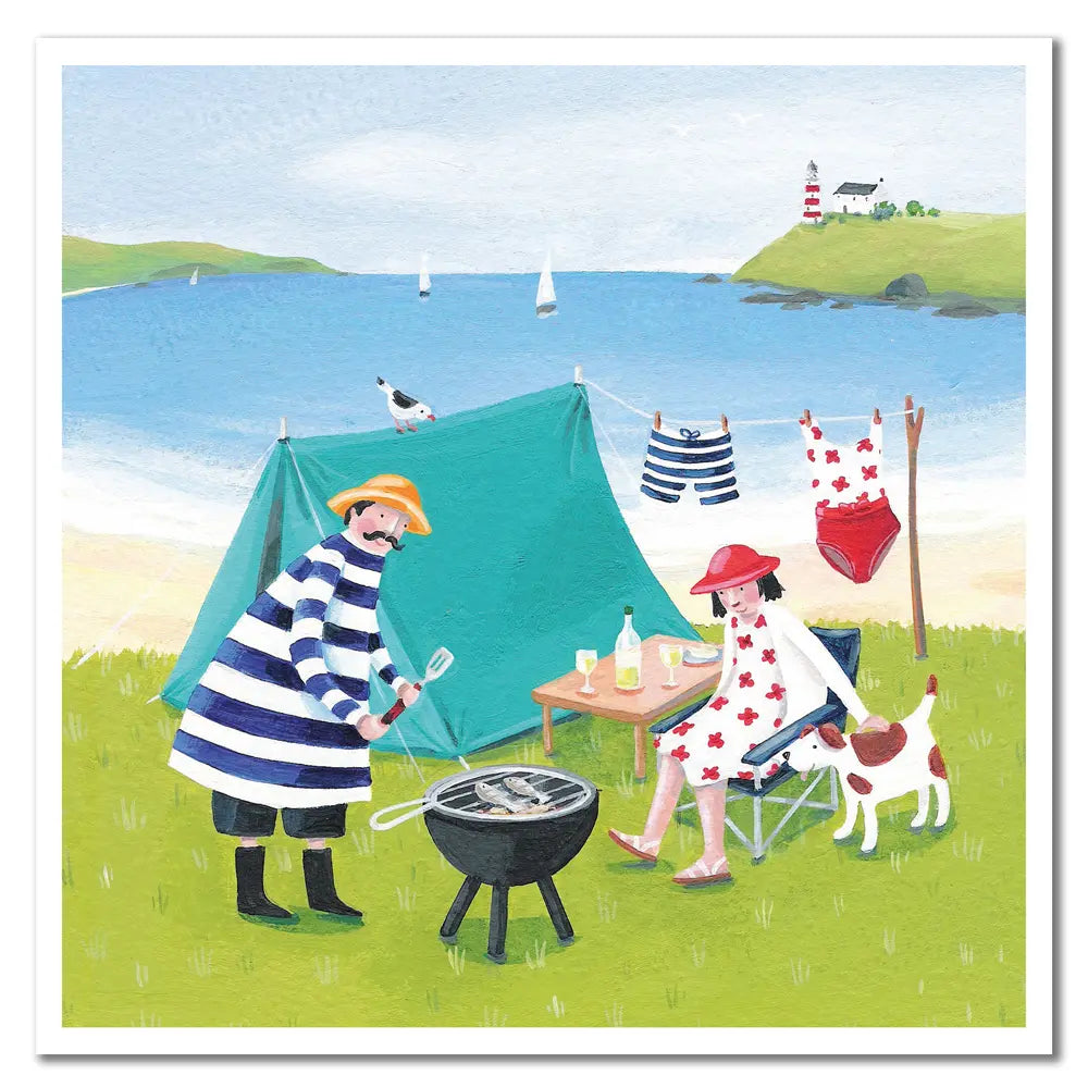 Camping By The Beach Greeting Card - Claire Henley For Emma Ball