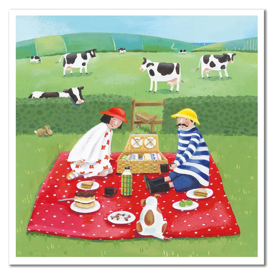 Picnic With The Cows Greeting Card - Claire Henley For Emma Ball