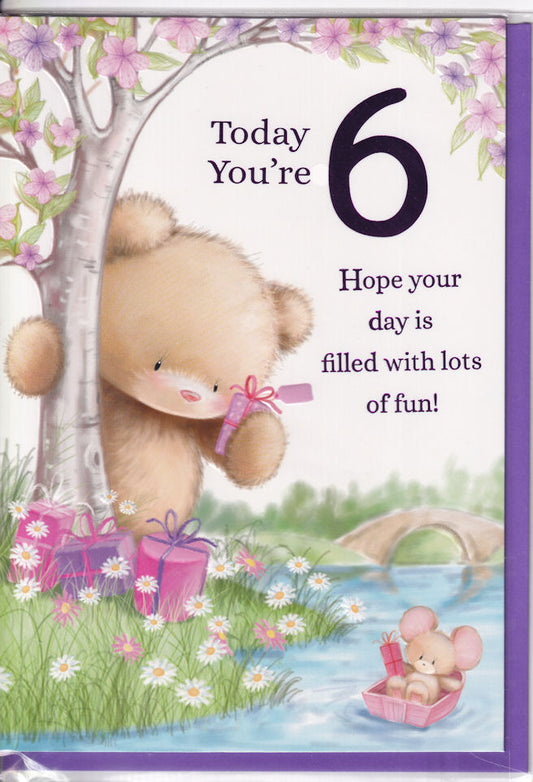 Teddybear Today Your 6 Birthday Card 6th