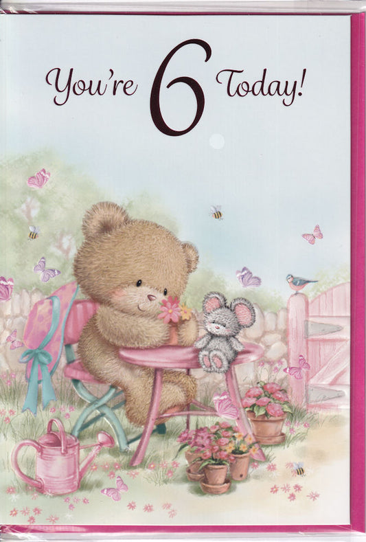 You're 6 Today! Birthday Card 6th for girl